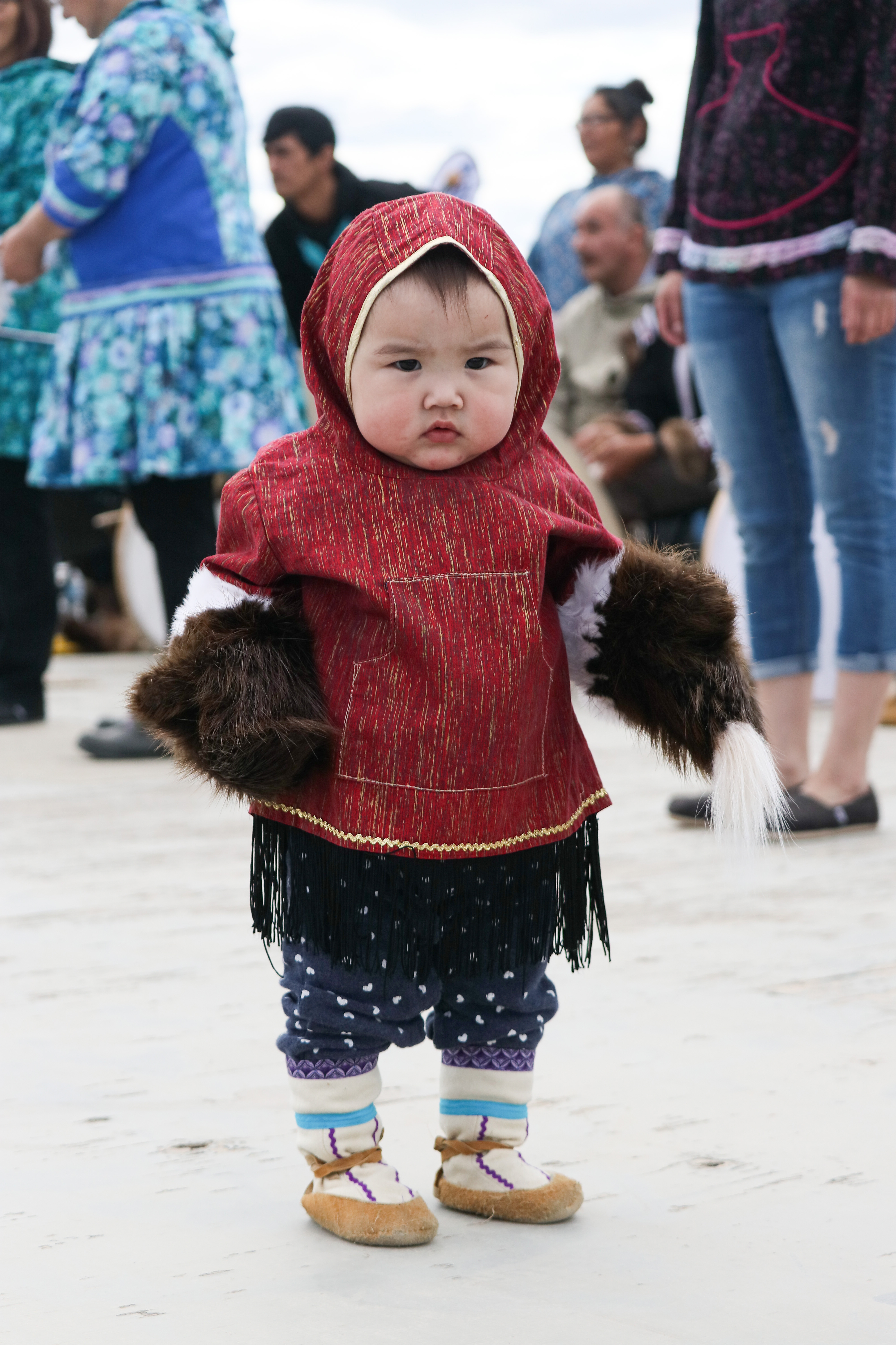 One-year-old Skyler Inglangasuk was one of the hundreds of community members in Inuvik who celebrated the 35th annual Inuvialuit Day on June 5, 2019 at the town's Jim Koe Park. (Photo by Aaron Hemens for Inuvik Drum)